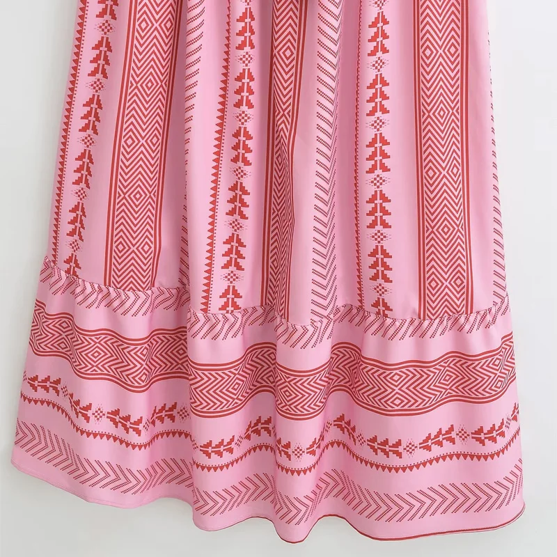 HXAO – robe longue mi-longue élégante pour femmes, mode décontractée, imprimé papillon brodé, à lacets, été, 2024