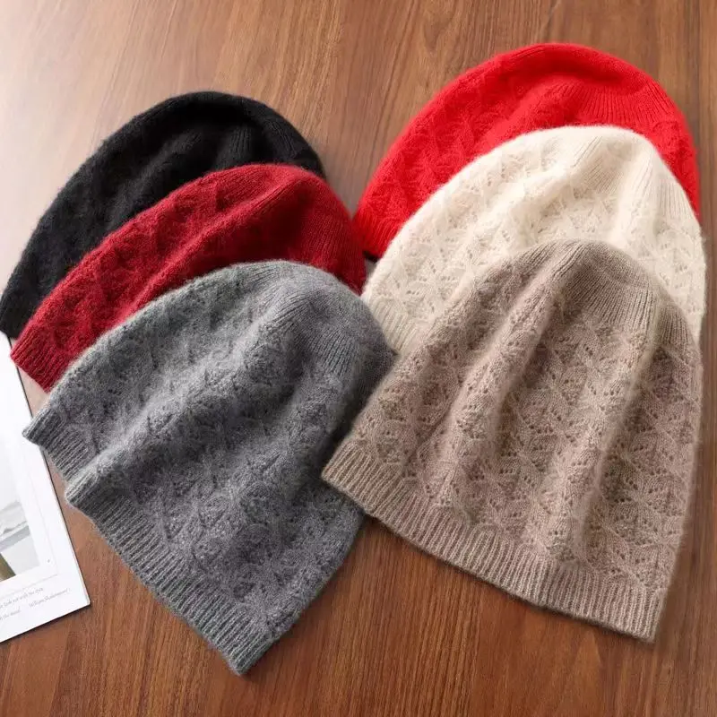 

Spring And Autumn New Cashmere Hat Women's Hollow Baotou Hat Korean Version Of Fashion Cashmere Knitted Baotou Hat