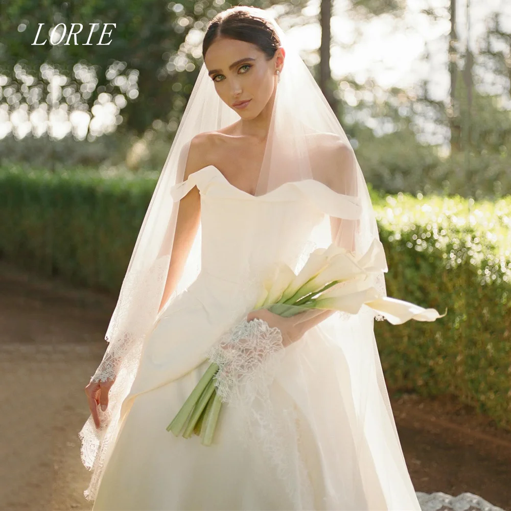 

LORIE Luxury A Line Wedding Dress Off The Shoulder Waist Cinching Bridal Dresses Elegant Tiered Wedding Gown Customized 2026