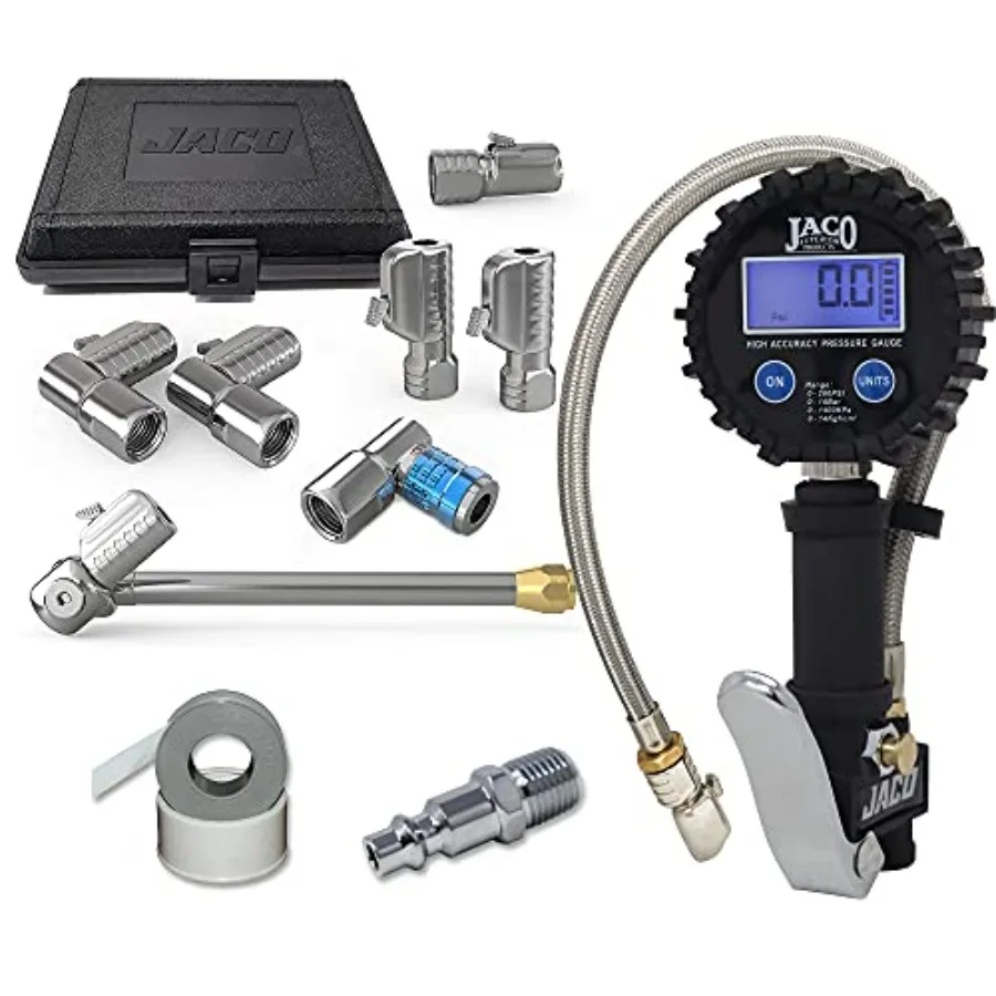 

Комплект для накачивания шин JACO Lightning JSP-7500 с цифровым манометром для накачивания шин FlowPro (200 фунтов на квадратный дюйм) и запатентованным воздушным патроном Lightning S