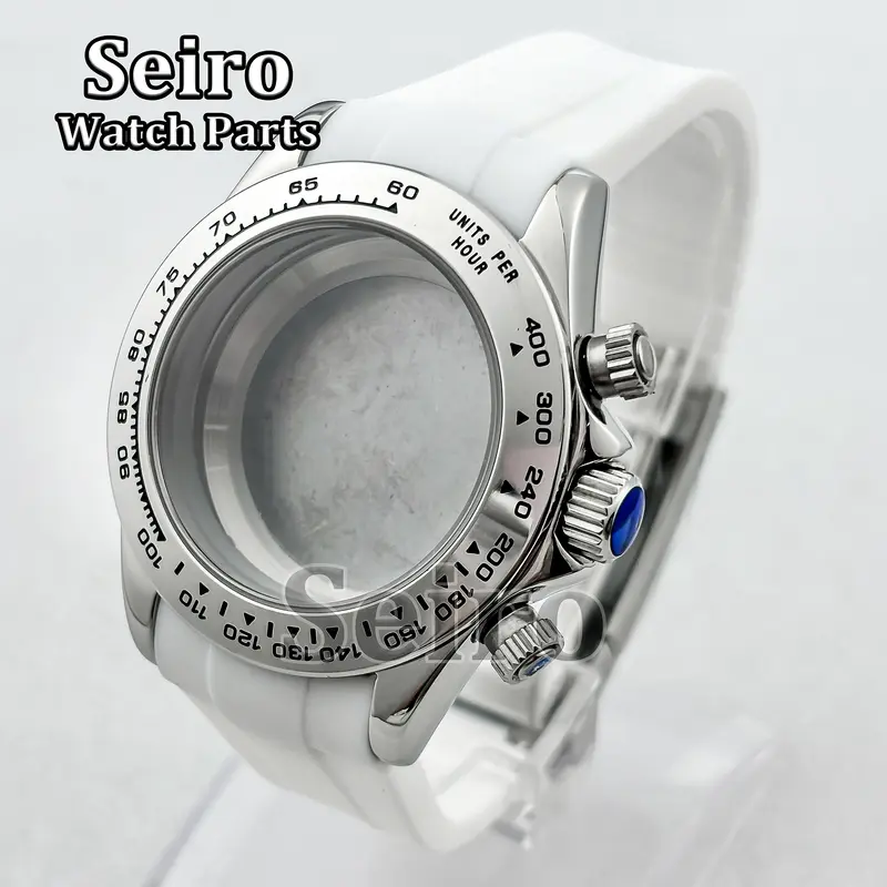 39MM Sapphire Glass Watch Case Rubber Strap Rose gold Silver Watch Accessories Parts for Daytona VK63 Movement Men 29.5MM Dial - Image 7