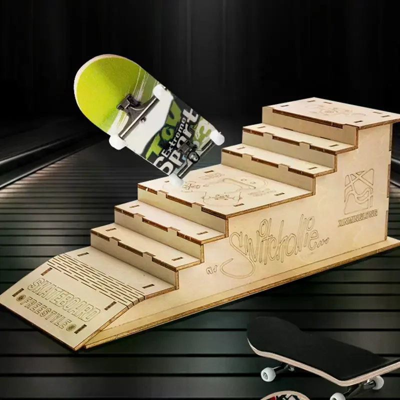 Wooden Finger Skateparks Fingerboards Display Rack Bridge Plastic Finger Boarding Fingertip Toys Digital Deck ﻿Building Puzzle