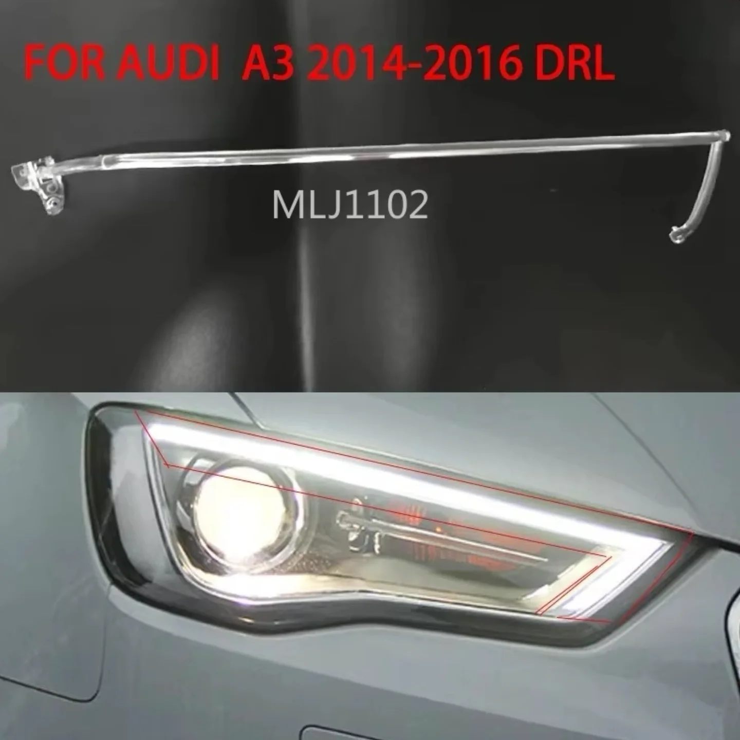 For Audi A3 2013 2014 2015 DRL Headlight Light Guide Plate Daytime Running Light Tube Light Guide Strip Bar Angel Eye Bar