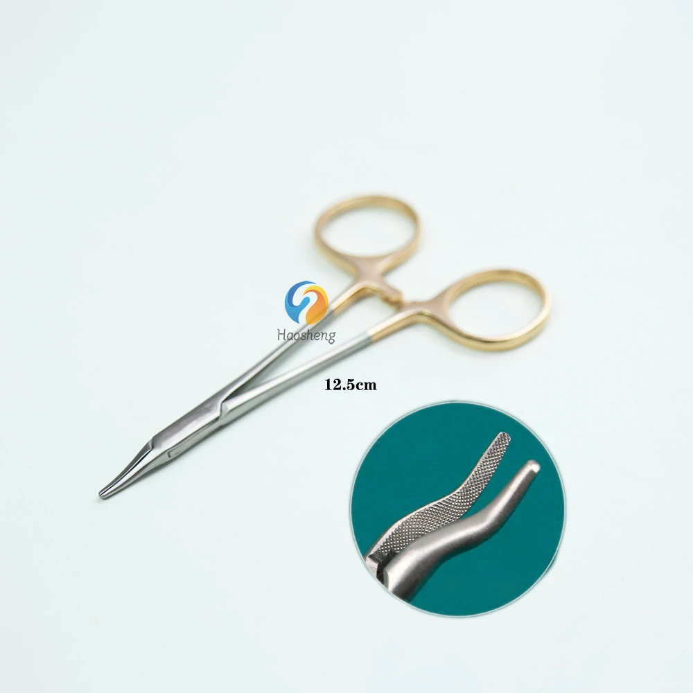 Suporte nasal curvado punho do ouro agulha, instrumentos médicos do rinoplasty, 12,5 cm