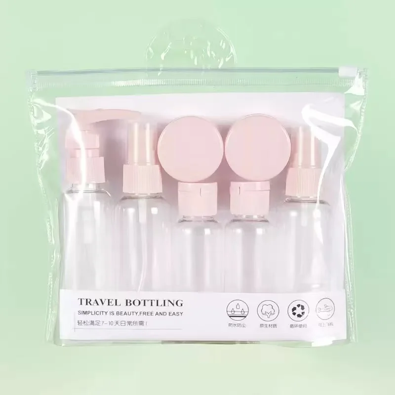 7PCS Travel Bottle Bag Wash Set Makeup Shampoo Body Wash Portable Skin Care Product Hand Cream Refillable Spray Lotion Bottle