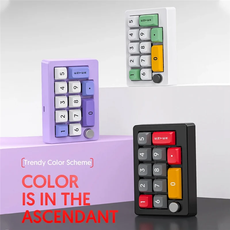 Teclado programable Macro de 13 teclas, interruptor mecánico intercambiable en caliente, teclado para juegos con luz RGB de 7 colores, duradero, blanco