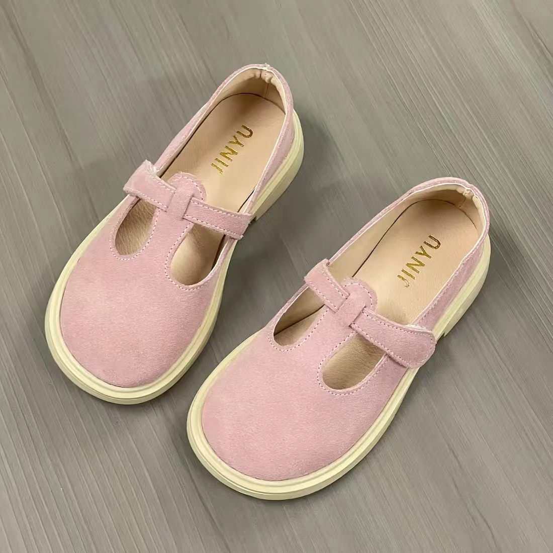 Jinyu Simple Pink Personality Girls Leather Princess Shoes Fashion Performance Dance Casual Attractive Children's Footwear