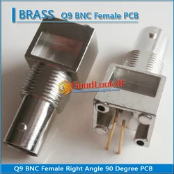 50 ohm Q9 BNC Female Washer Nut 90 Degree Right Angle Plug solder cup PCB Nickel Plated Brass RF Coaxial Adapters