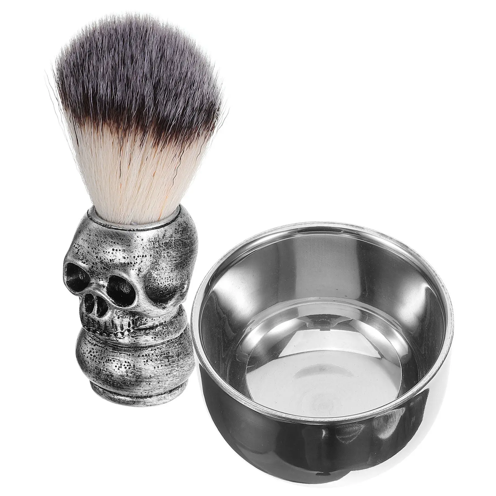 1 Set Rasierschale und Pinsel Set mit Ergonomischem Edelstahlgriff Rasierset für Männer Barbier Salon Rasierschale