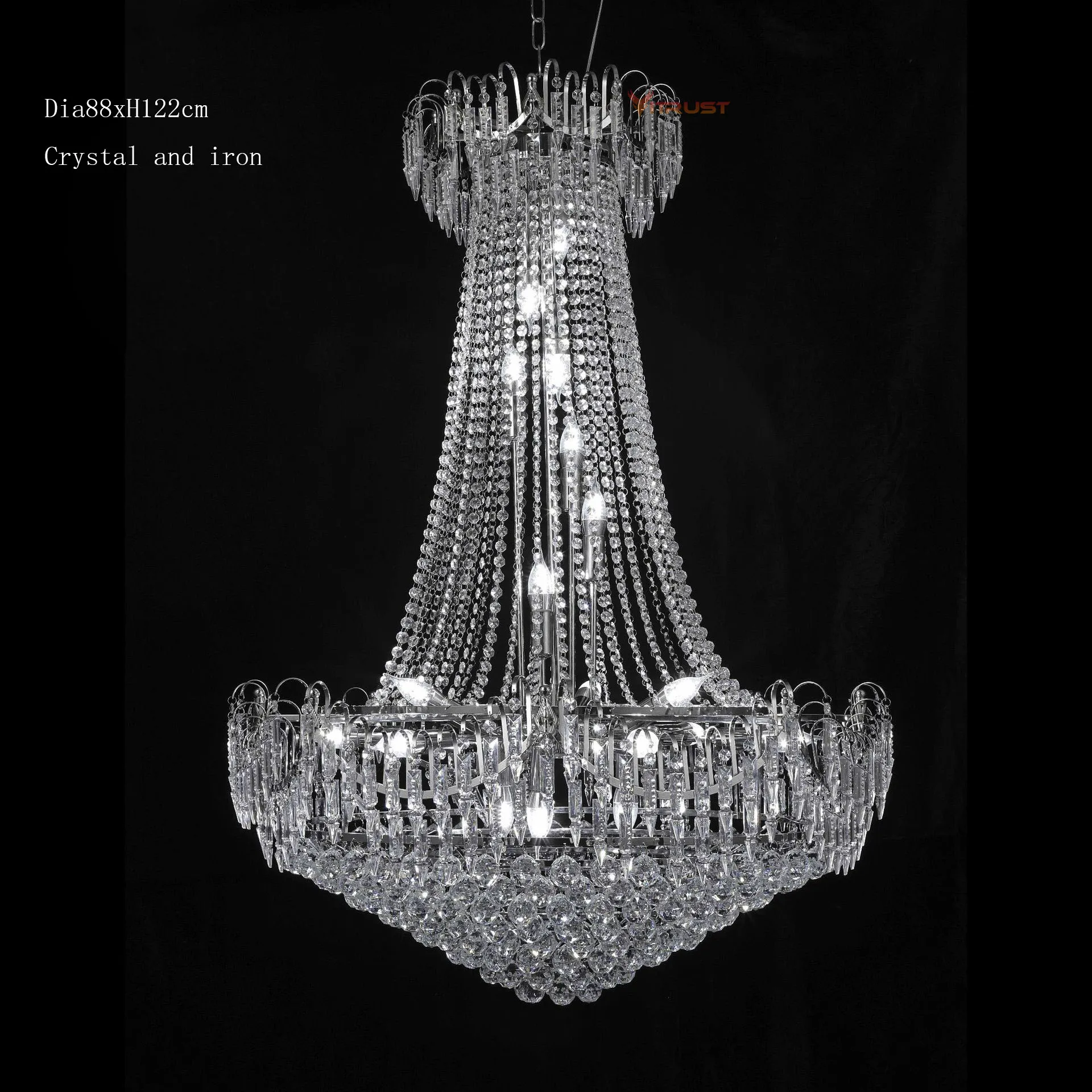 Villa Crystal Chandelier Modern Chrome Gold LED Pendant Ceiling Plafon Lamp Light Fixture Living room Dining Lobby Restaurant