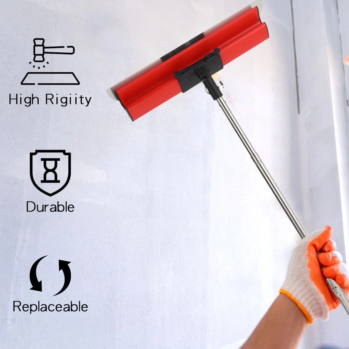 Smoothing Blade Drywall Skim Set Stainless Steel with Extension Handle Wall Tool