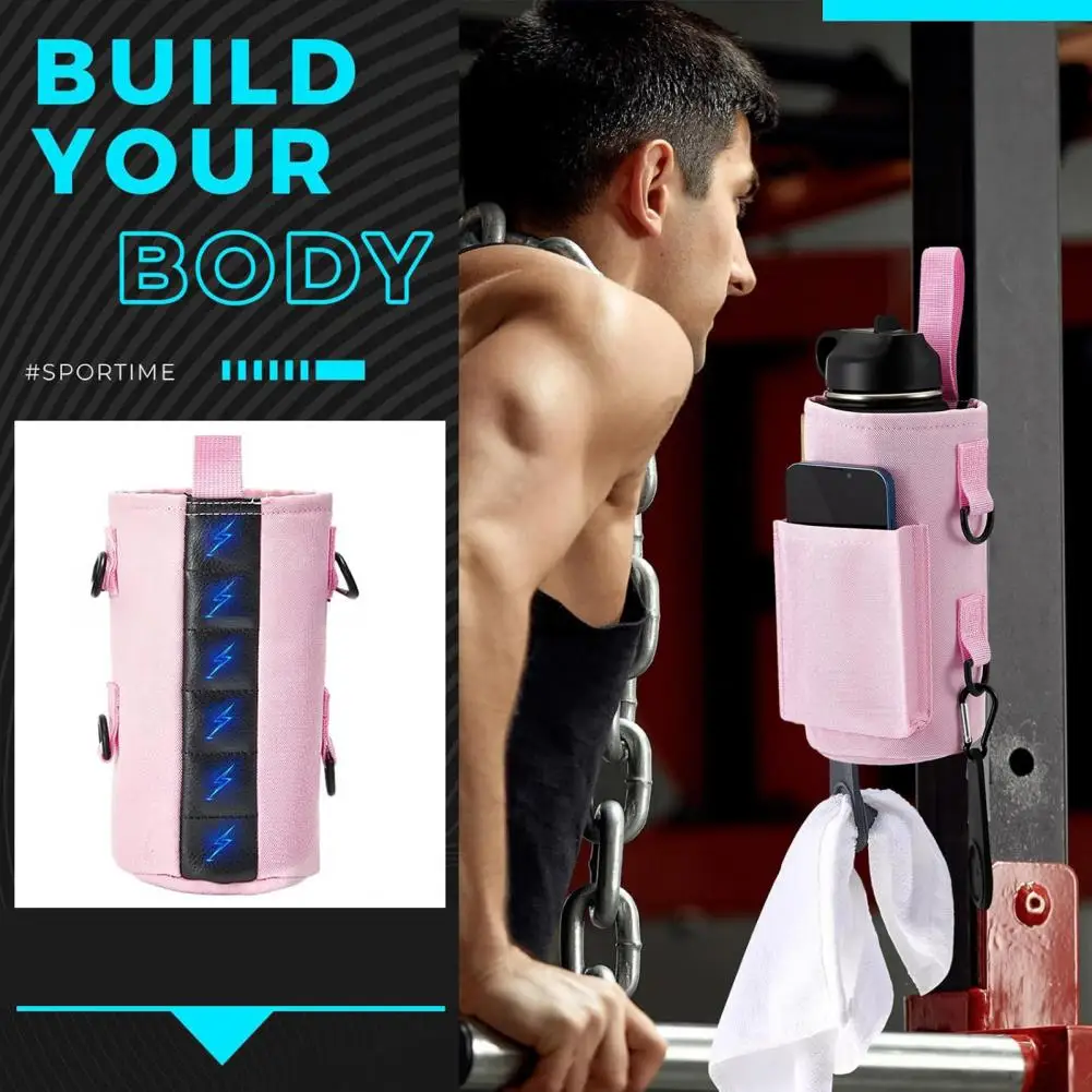 Water Bottle Carrying Bag Cell Phone Pocket Water Bottle Bag Magnetic Water Bottle Pouch with Adjustable Strap for Active