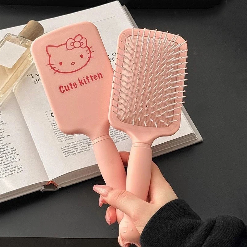 Kawaii Pink Hello Kitty Airbag Comb Sanrio KT Cat Fluffy Air Cushion Comb Head Massage Comb Scalp Meridian Comb