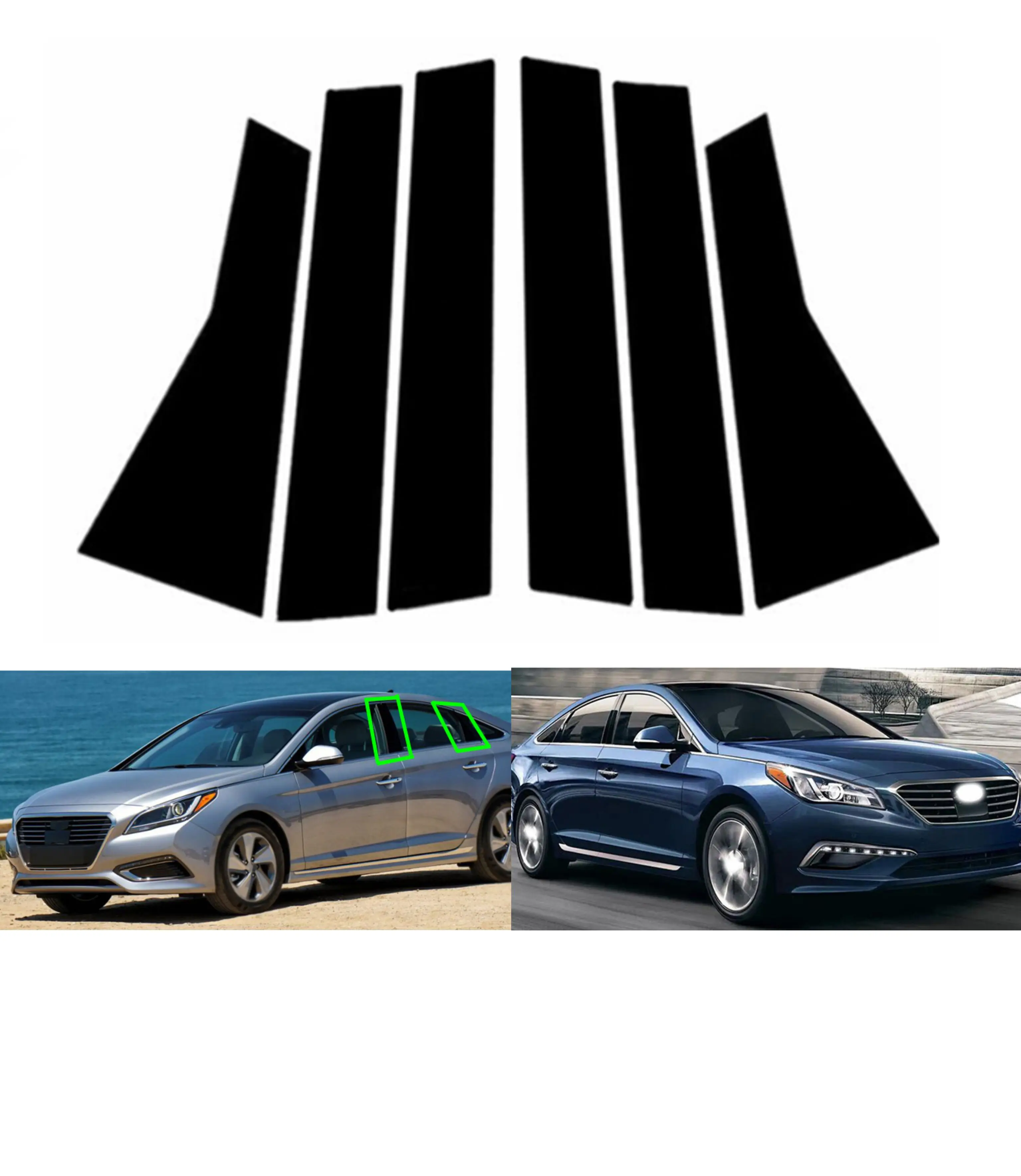 

6Pcs Glossy Black Door Pillar Posts For Hyundai Sonata 2015 2016 2017 2018 2019 Side Trim Fit Window Decoraion Cover Sticker