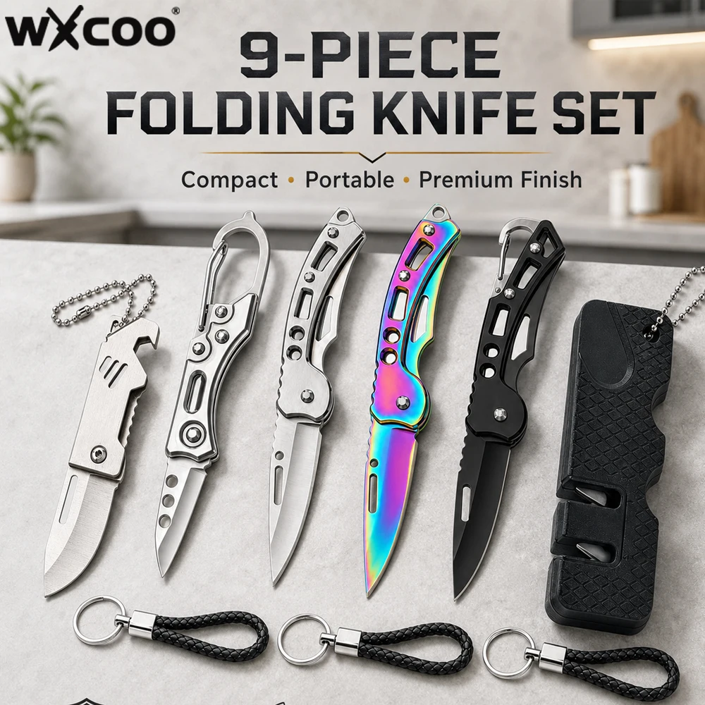 WXCOO Stainless Steel Peeler Knife Premium Stainless Steel Folding Knife Household Kitchen Paring Knives with Non‑Slip Handle