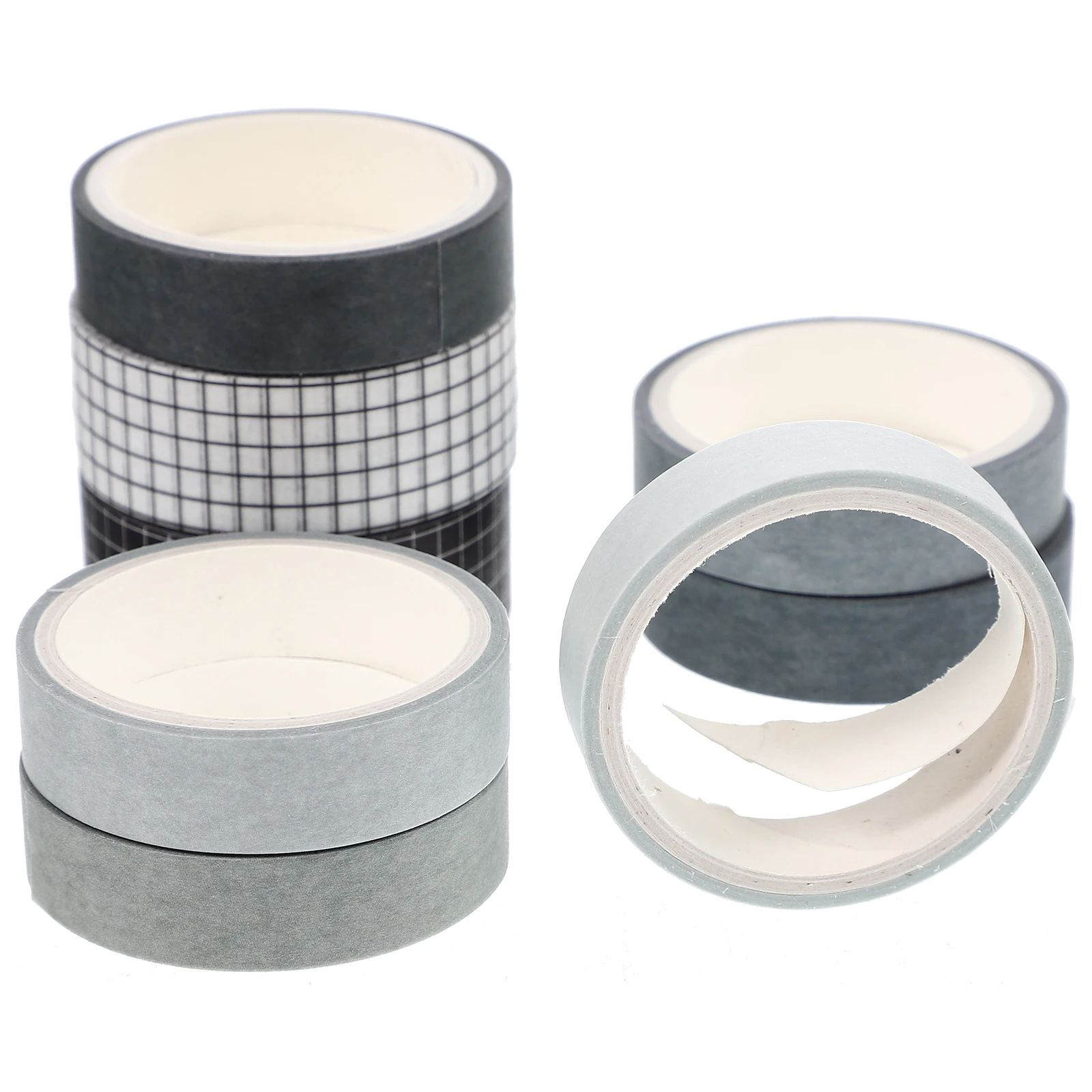 

8pcs Decorative Washi Tape Scrapbooking Tapes Diy Adhesive Paper Tapes Gift Wrapping Party Supplies Simple Style Thin Strong No