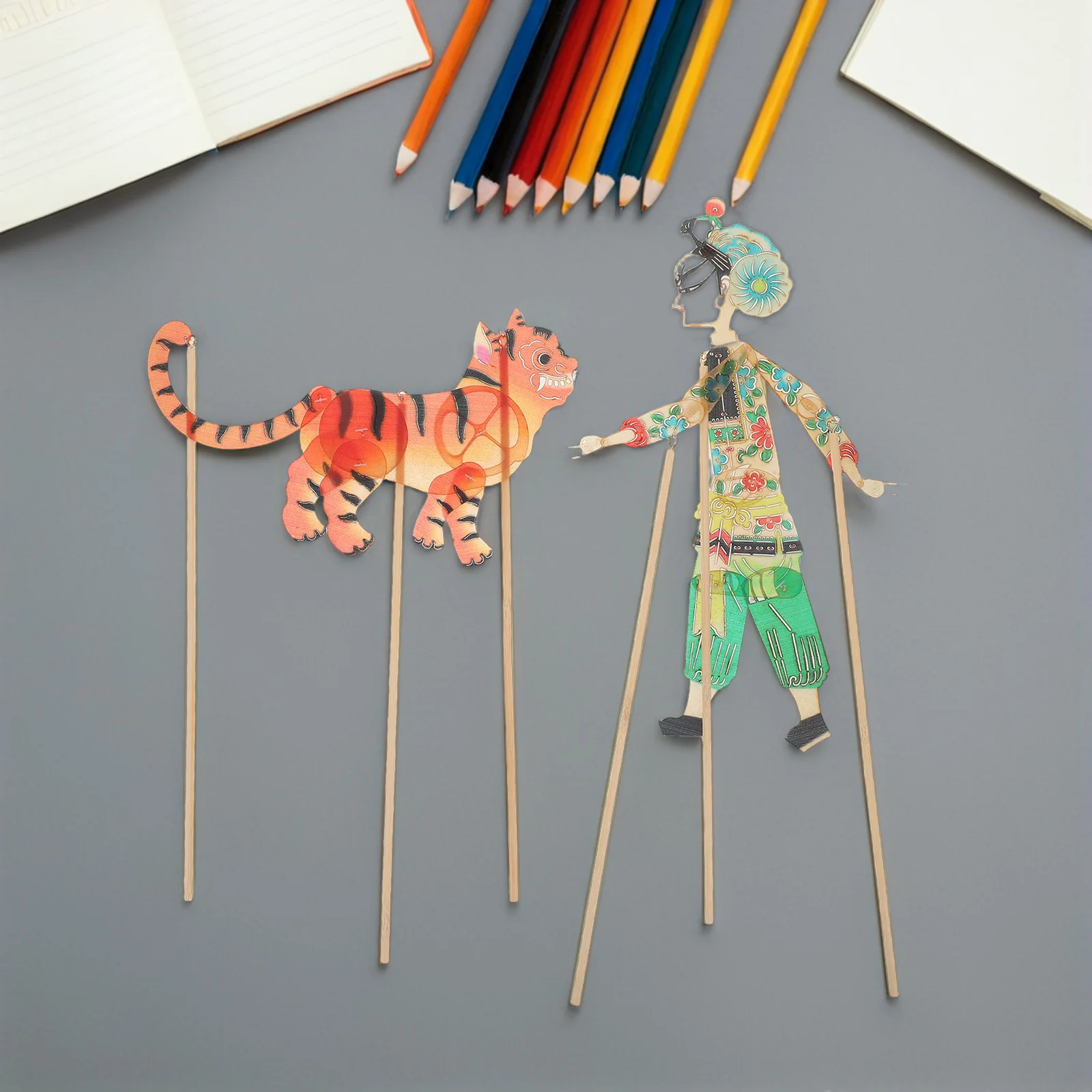 مجموعة دمى اليد الصينية ذات الظل وو سونغ يقاتل النمر DIY الحرفية المسرح التقليدي صنع الدمى مجموعة اللعب التعليمية #2