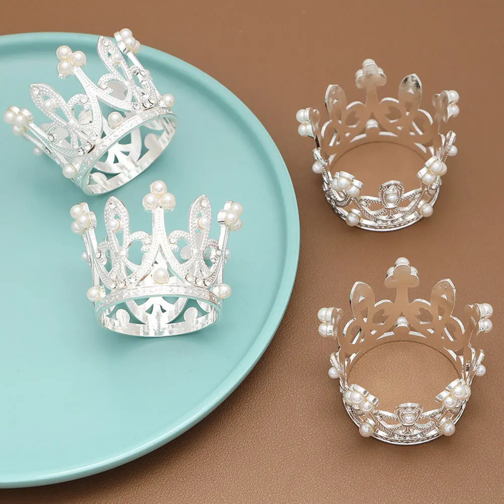 

12 Pcs Napkin Buckle Sparkle Holder Holiday Serviette Rings Pearl Crown Clasps Decoration Dining Table Metal Holds