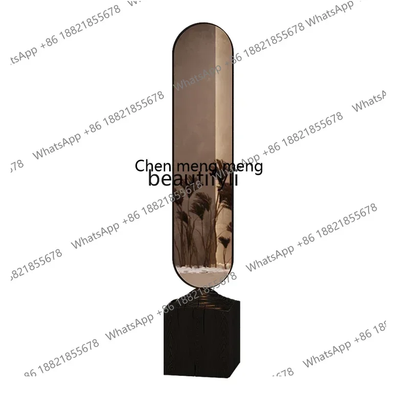 G153 S Quiet Style Carbonized Solid Wood Dressing Mirror Art Light Luxury Floor High-Grade Home Bedroom Full Body Mirror home de