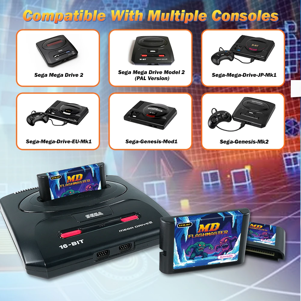 Epicjoy md reescritor cartucho de jogo md flashmaster programador para sega 16bit megadrive genesis md console de jogo