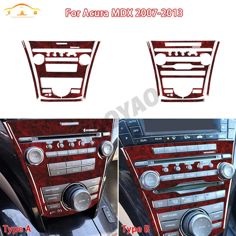 

Red Wood Grain LHD Center Console Panel Stickers For Honda Acura MDX 07-13 Car Decorator Accessories