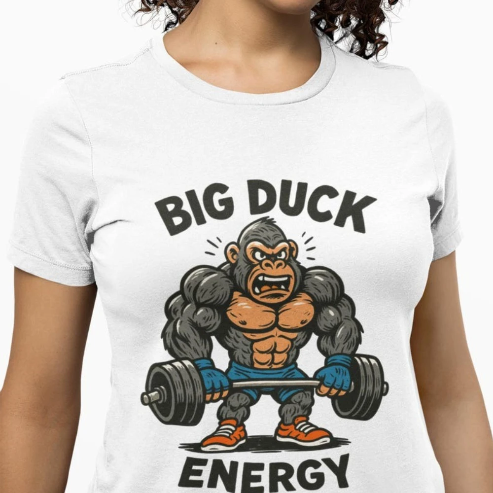 

Футболки с графикой Big Duck Energy для взрослых, мускулистая горилла, пауэрлифтинг, тренажерный зал, тренировки, юмор, уникальный подарок для фитнеса, бодибилдинг, унисекс