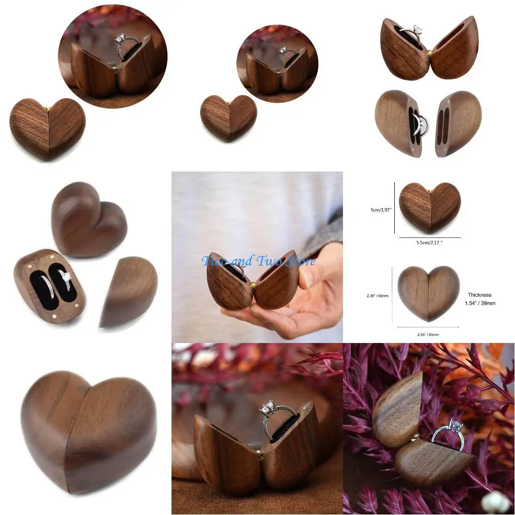 

HX6F Rings Bearer Box for Display Closure Heart Shaped Rings Box