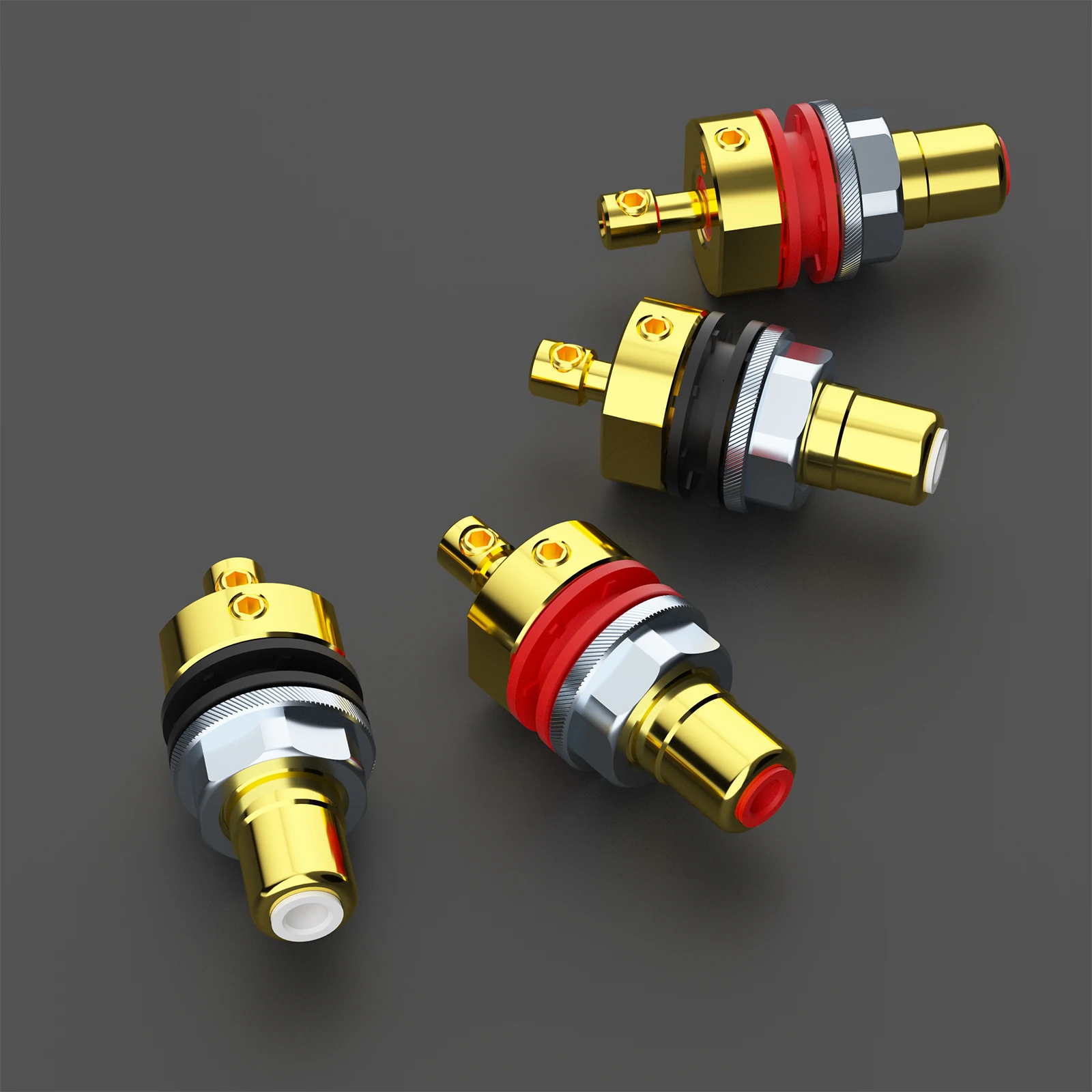 Monosaudio C406 Audio Connector Pure Copper Rhodium/Gold Plated RCA Connector Screw Locking RCA Female Socket Hifi Audio