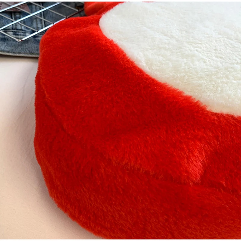 Rucksack und Umhängetasche, süße, niedliche, apfelförmige, leichte Kawaii-Handtasche aus Plüsch für Damen, Schultasche für Mädchen, Tagesrucksack – Detail 4