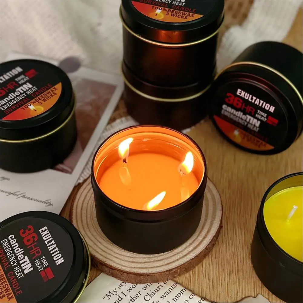 1/2/3Pcs Emergency Candle 36 Hour 3 Wick Long Lasting Beeswax Survival Candle with Aroma for Home/Camping/Fishing