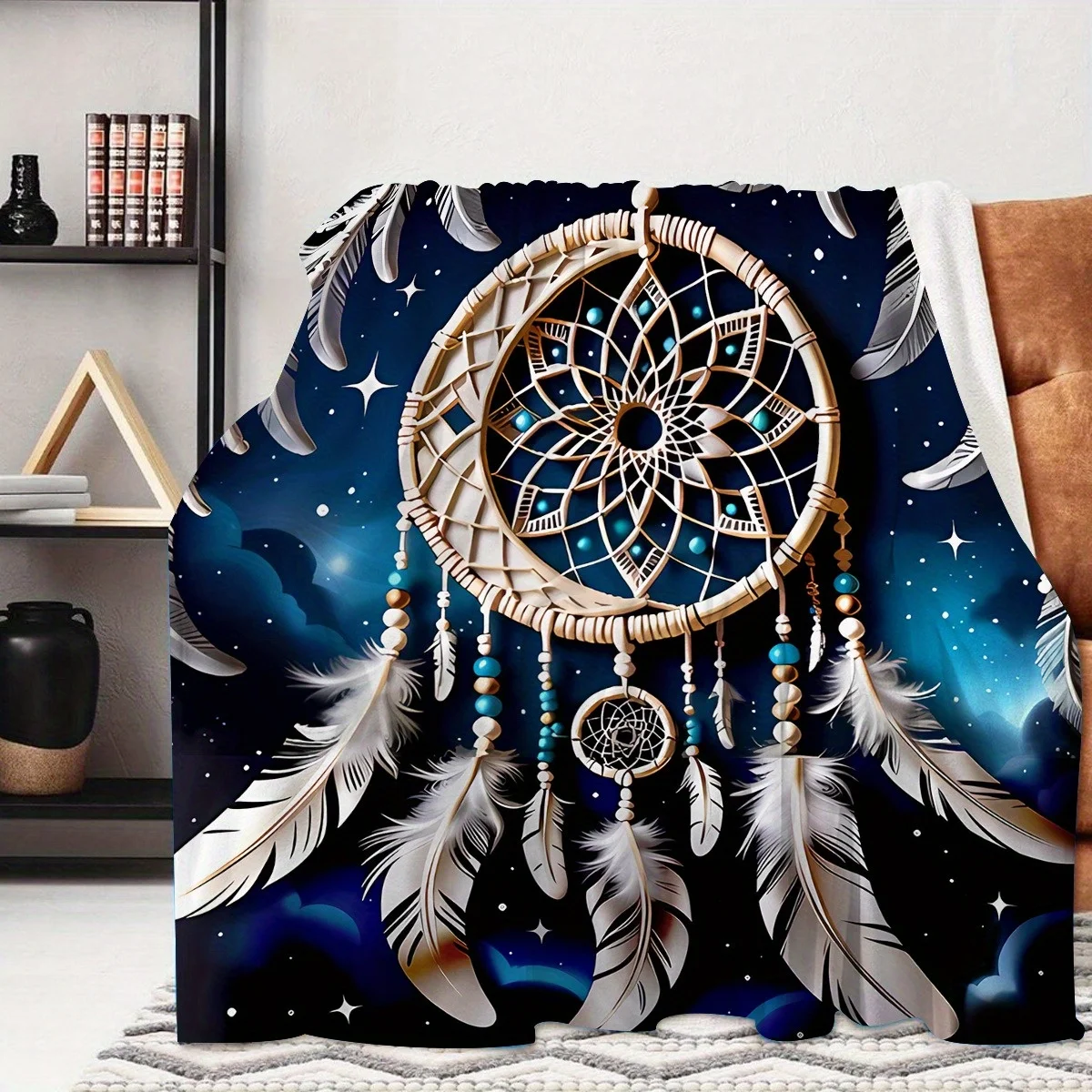 1pc Fashion Dreamcatcher Printed Blanket, Modern Style Blanket, Outdoor Blanket, Travel Camping Blanket, Soft and Comfortable Bl