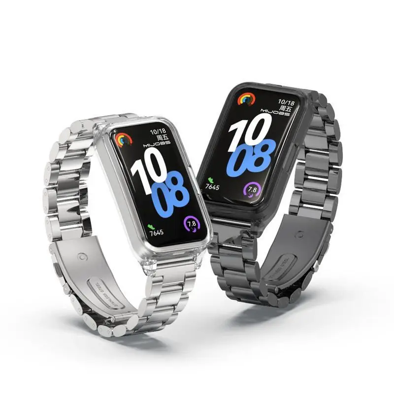 

8 styles Stainlss Steel Strap For Huawei Band 10/9/8 Watches For Women Men Huawei Band 10 9 Replacement With Watch Tool