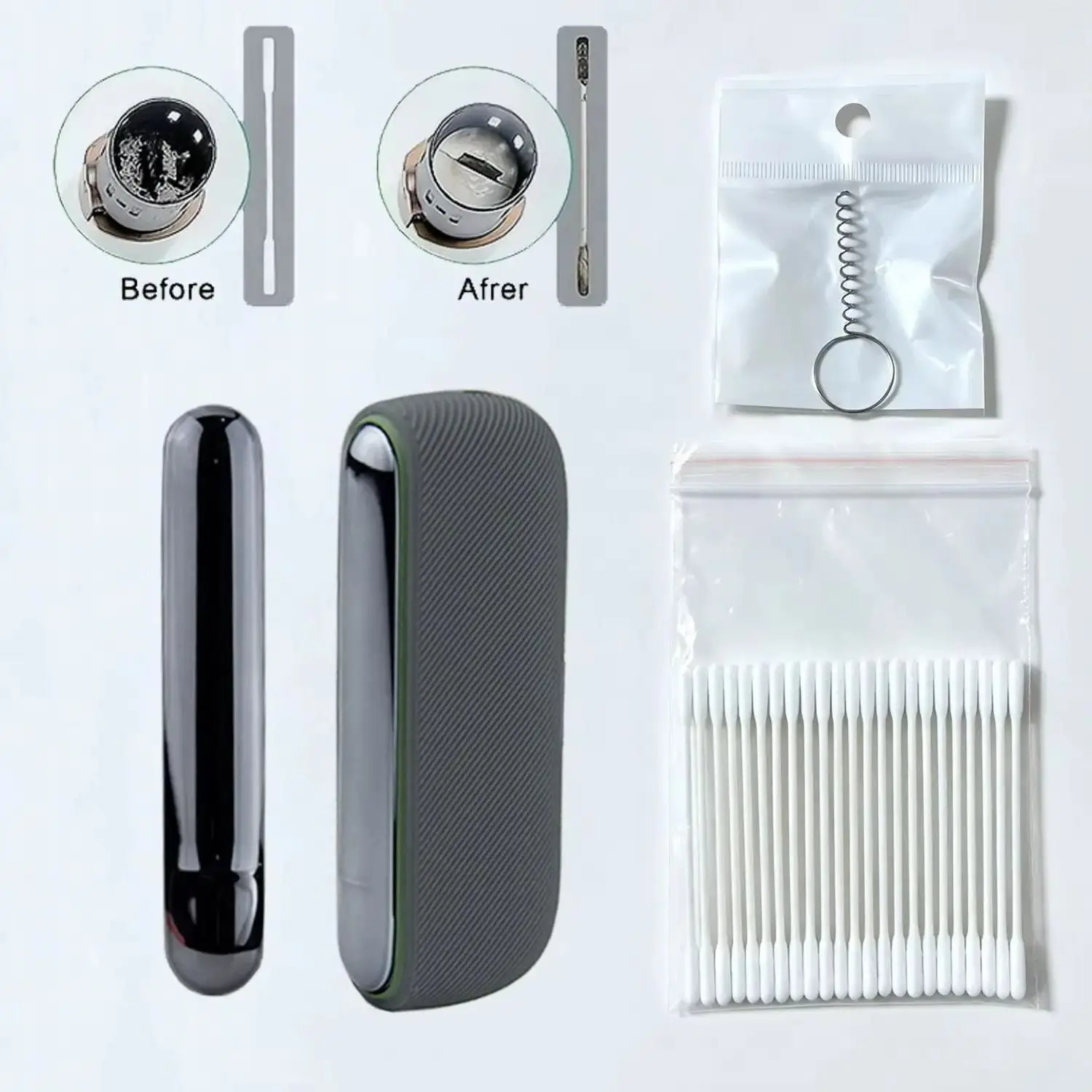 1Kit Silicone Protective Case for iqos illumia /umia Side Door Cover +20pcs Cleaning Stick + 1pc Cigarette cartridge extractor