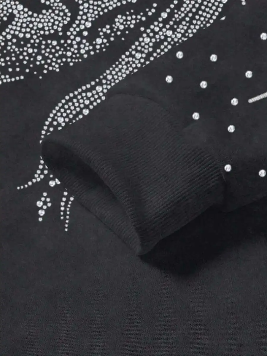 Men's Y2k Zip Up Hoodie Rhinestone Sparkly Graphic Hooded Sweatshirt Jacket Grunge Streetwear Hoodie
