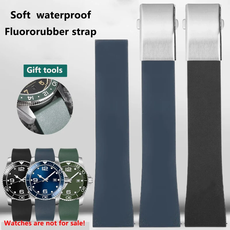 19 20 21 22mm quick release fluororubber watchband for Longines Comcas diving series L3.781 782 742 642 men  FKM Strap bracelet