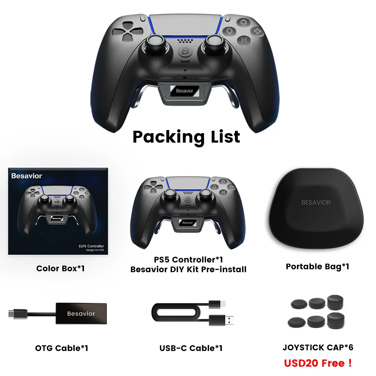 YYHC Besavior P5 espandibile Elite Controller BT gamepad una varietà di periferiche di gioco per PS5