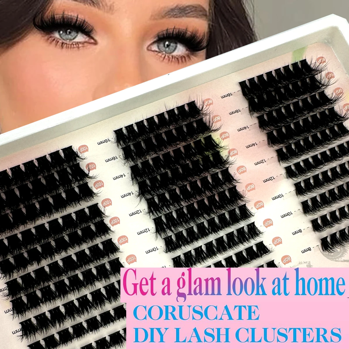 HBZGTLADDIY Mixed Cluster Grafting 10 Reihen 60P80P100P Selbstpfropfen Verpackung Nerz Make-Up Falsche Wimpern Schönheit Werkzeug Großhandel