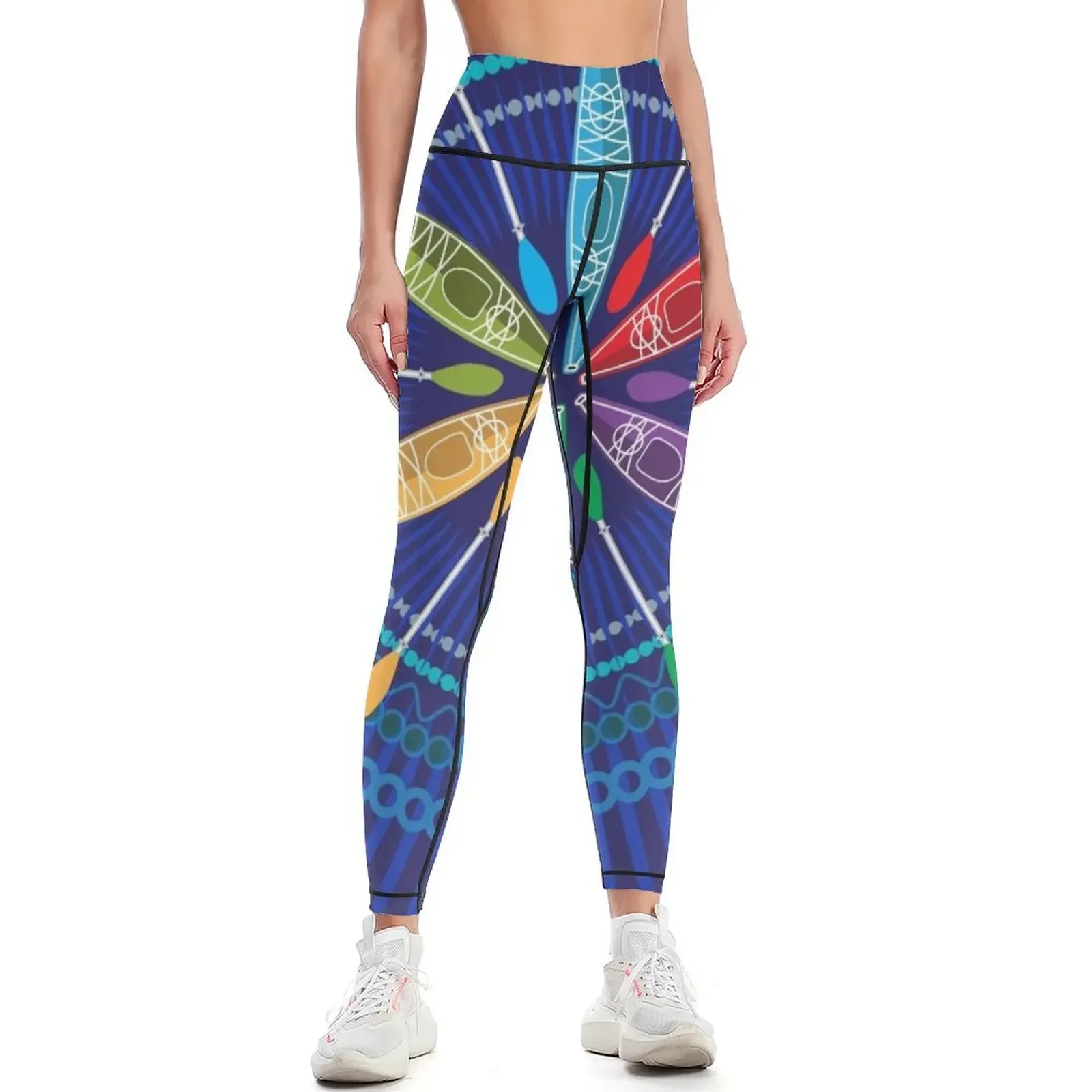 

Kayak Compass Rose on blue Leggings Sportswear woman gym Fitness woman Sports pants woman gym's sportswear Womens Leggings