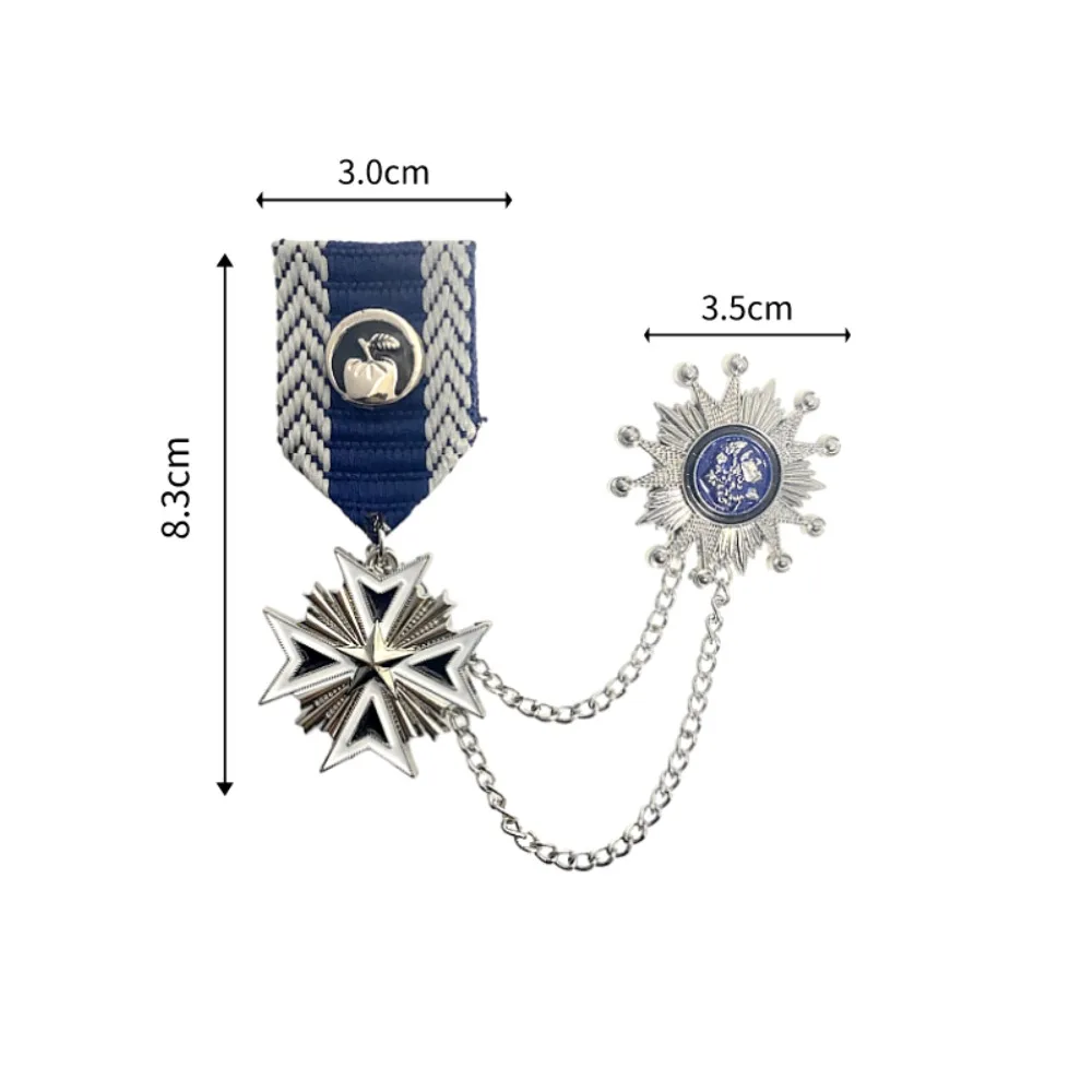 Maltese Cross Webbing Badge Suit Collar Accessories Metal Chain Pin Badge Collar Chain Personalized Brooch Pin