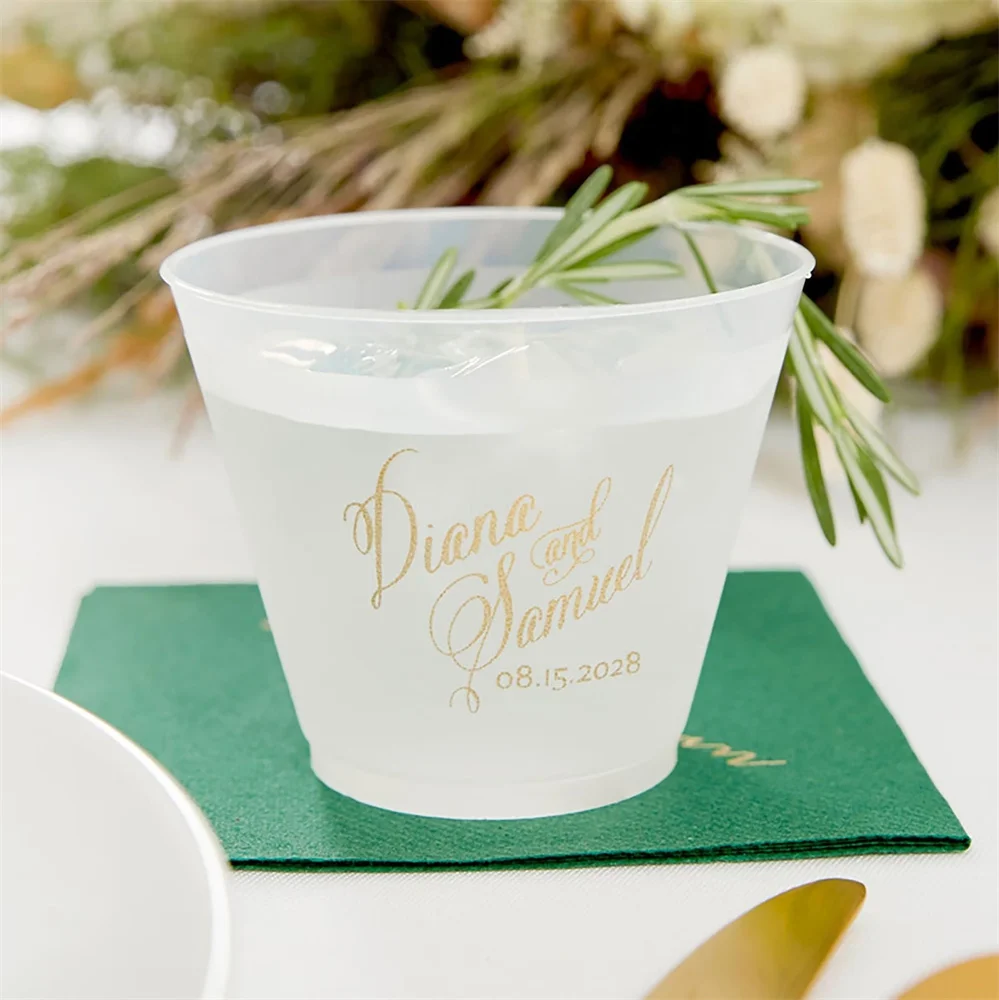 

Custom Script Cups - Script Names - 9oz Plastic Frost Flex Cups, Custom Party Cups, Wedding Favor, Wedding Cups, Bridal Shower,