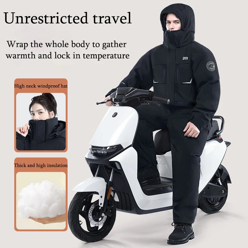 Ropa de invierno para motociclismo a prueba de frío, mono de algodón cálido con diseño de cintura a la moda para invierno, traje impermeable grueso para moto de nieve