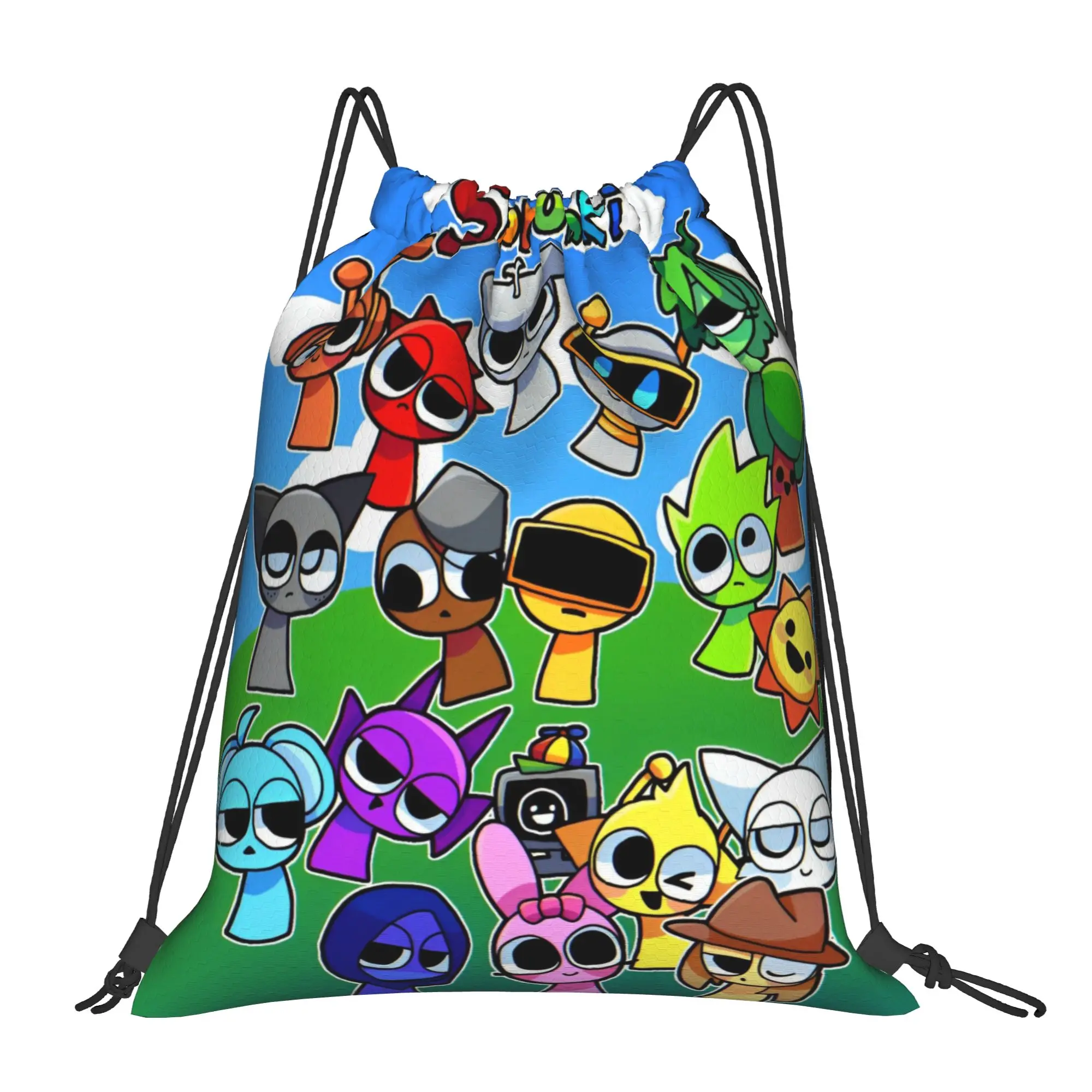 Sprunki Characters Game Drawstring Backpack Sports Gym Sackpack Water Resistant  String Bags for Yoga 36cm (W) x 43cm (H)
