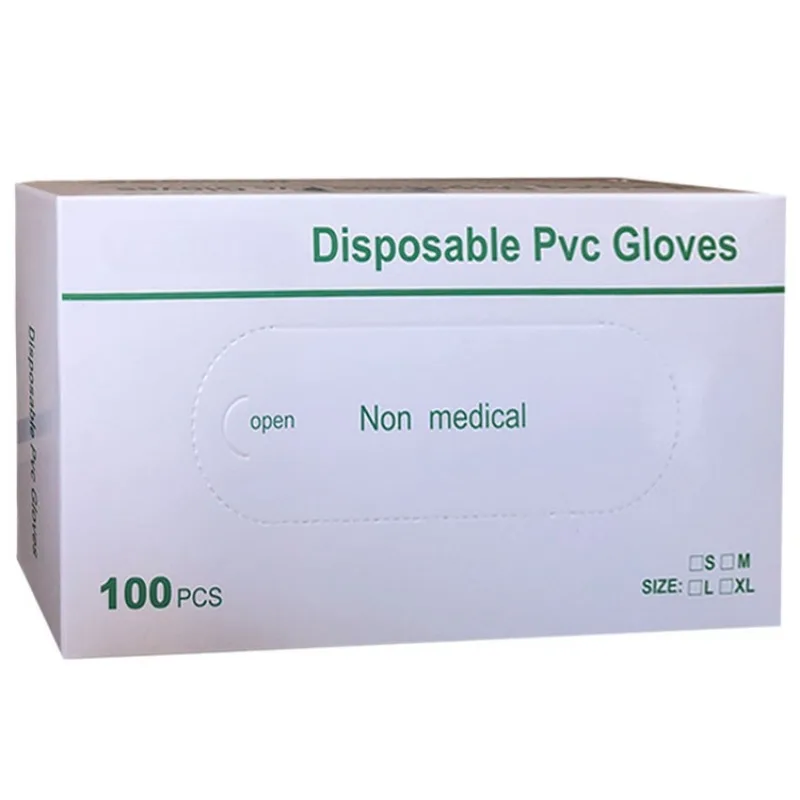 Powdered Gloves Beauty Salons Tattoos Oil Resistant Acid Alkali Resistant PVC Vinyl Gloves 100 Pieces