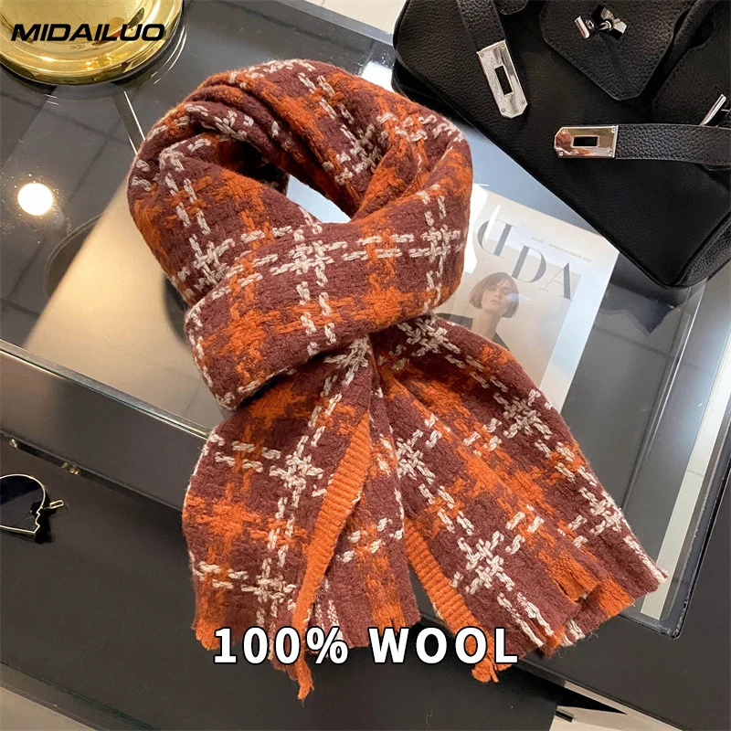 

Женский зимний шарф из 100% шерсти, ветрозащитный теплый корейский модный элегантный аксессуар на шею для холодной погоды