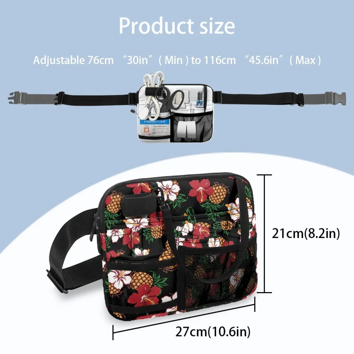 Hibiscus Pineapple Tropical Style Nurse Organizer Belt Fanny Pack for Scissors Care Kit Tool Storage Bum Bag Hip Bags Purse New