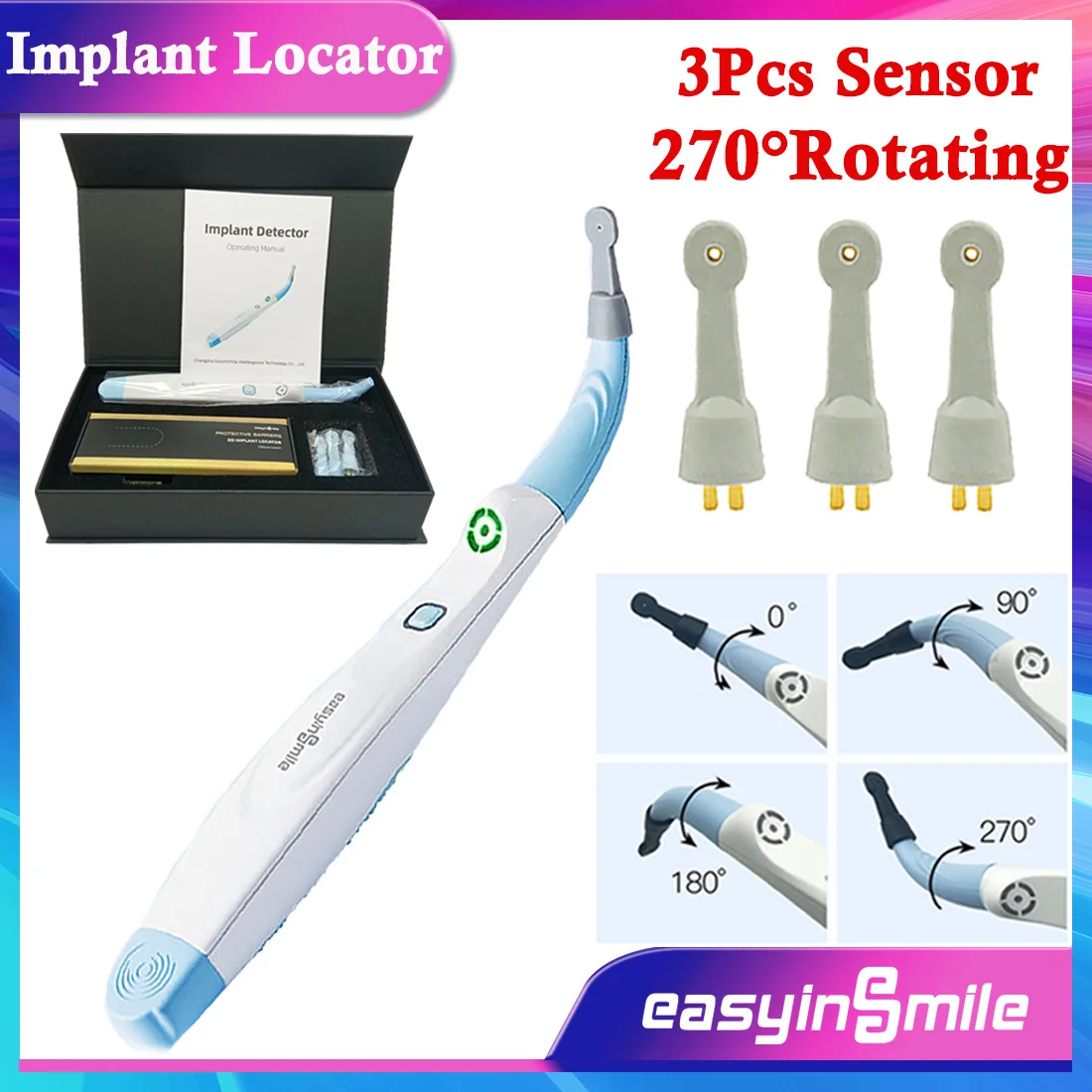 EASYINSMILE Dental Surgery Implant Locator 270° Rotating Spotting Sensor  Implant Detector For Minimal Invasive+3pcs Sensor FDA