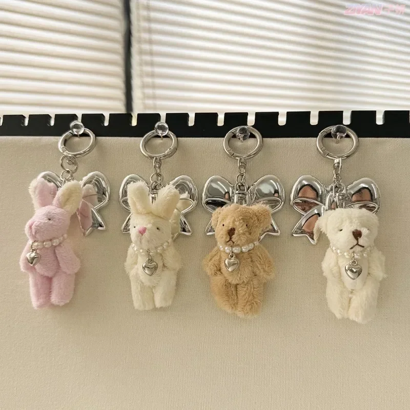 1 Piece Sweet Girl Key Ring Pendant for Women Bag Cute Cartoon Bear Bunny Toys Keychain Handbag Pendant Lovely Bag Accessories