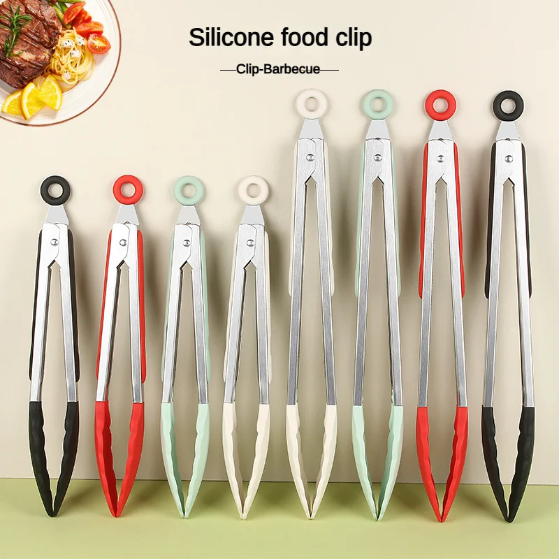 In Stock Silicone Food Tongs9Inch12Inch Bread Tongs Steak Tongs Kitchen Tongs Picnic Tools Anti-scalding Barbecue Food