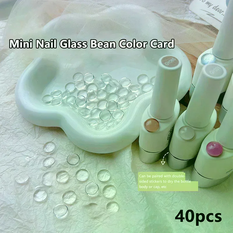 40 stks Glas Kleurenkaart Transparante Tips Ronde Tonen Gel Polish Ontwerpen Nagel Kleur Board Tips Kaart Koreaanse Stijl Manicure Tool