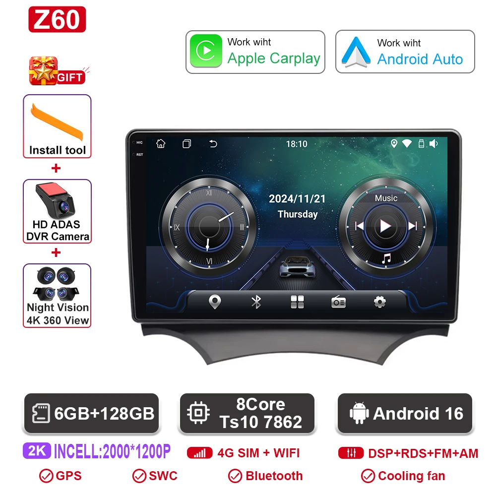 Android autoradio voor Ford Ka K2 2008 2009 2010 2011 - 2014 Carplay Android Auto radio multimediaspeler GPS navigatie DSP SWC
